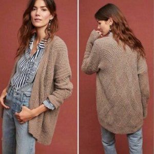 Anthropologie Moth Oversized Chunky Cable Knit Alpaca/Wool Blend Cardigan